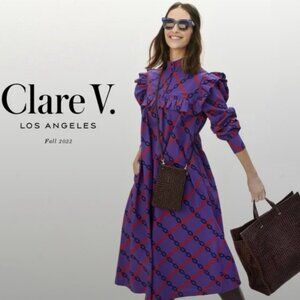 BNWT Clare V Charlotte Dress Grape w/ Diagonal Chains size small